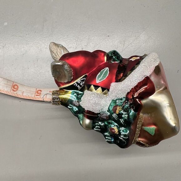 Fitz and Floyd Lodge Rabbit Blown Glass Ornament Bunny Hugging Christmas Tree - Picture 9 of 9